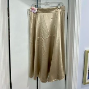 NWT Chicwish Metallic Champagne Gold Satin Midi Skirt sz L Large